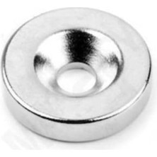Magnet 10 Adet D15MM x 10/5,5mm x 3mm Havşa Delikli Güçlü Vida Atılabilir Neodyum Mıknatıs (10'lu Paket)