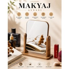 Lüx Ahşap Ayarlanabilir Masa, Makyaj, El Aynası Büyük Boy 18 cm
