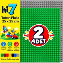 LEGO Classic Uyumlu Zemin Plaka 25X25 cm Yapı Oyuncağı (2, Yeşil/gri)