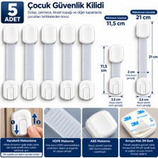 Kidkid Plastik Çocuk Kilidi Büyük Boy Çekmece Dolap Kilidi 5 Yüksek Yapışma Gücü ile Güvenlik