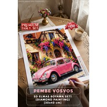 Ferinja Pembe Vosvos - 5d Elmas Boyama Seti Hobi Kiti - Diamond Painting - Mozaik Goblen Boncuk Taşlı Puzzle Pano Tablo 30X40 cm