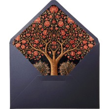 Bazen Defter Çiçek Ağacı Desenli Siyah Zarf