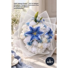 Yenilig 3 Adet Güllü Şakayık Buketi – Gül ve Şakayık Aranjmanı, Hediye ve Dekorasyon Için, Peony Bouquet Model 4