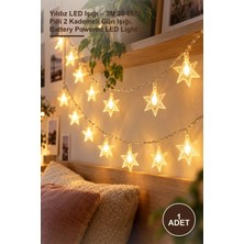 Yenilig 1 Adet Yıldız LED Işığı – 3m 20 LED Pilli 2 Kademeli Gün Işığı, Battery Powered LED Light