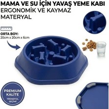 Patibon Kedi Köpek Yavaş Besleyici Mama Kabı - Anti-Boğulma & Sağlıklı Beslenme - Lacivert Bcks