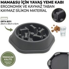 Patibon Kedi Köpek Yavaş Besleyici Mama Kabı - Anti-Boğulma & Sağlıklı Beslenme - Gri Ajs