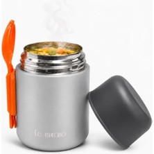Velora 500 ml Yemek Termosu, 304 Çelik, Sporklu ve Geniş Ağızlı (Gri)