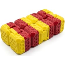 Velora Taraftar Serisi Sonsuzluk Stres Küpü (Sarı Kırmızı) - Fidget Cube Odaklanma, Dikkat ve Masaüstü Oyalanma Oyuncağı, Sonsuz Küp