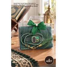 Yenilig 4 Adet Asetat Kutu Içinde Eşarp Zikirmatik ve Tesbih – Yeşil Renk Asetat Kutulu Set, Zikir Sayacı ve Tasbih, Scarf And Prayer Beads