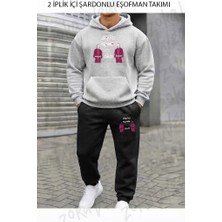 Zoka Wear Squid Game Two Players Dizi Baskılı Üst Gri Alt Siyah Kapşonlu Takım