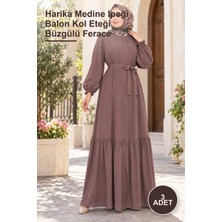Yenilig 3 Adet Harika Medine Ipeği Balon Kol Eteği Büzgülü Ferace