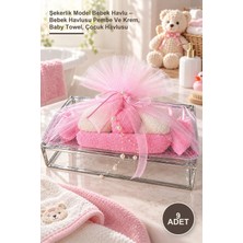 Yenilig 9 Adet Şekerlik Model Bebek Havlu – Bebek Havlusu Pembe ve Krem, Baby Towel, Çocuk Havlusu