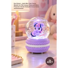 Yenilig 24 Adet Kar Küresi – Işıklı Mini Cam Fanus Müzikli ve Pille Çalışan Dekoratif Biblo Polyester Gövde Hediyelik Snow Globe