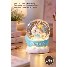 Yenilig 12 Adet Işıklı Kar Küresi – Küçük Boy Cam Fanus, Işıklı Dekoratif Biblo, Mini Snow Globe, Pil Ile Çalışan