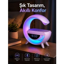 Bluetooth Hoparlör 15W Kablosuz Hızlı Şarj LED Gece Lambası Midastech