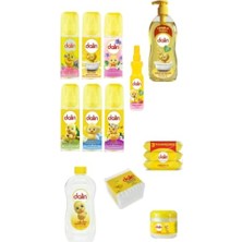aklow akyoleticaret Dalin Bebek Bakım Seti 6, Kolonya, Şampuan, Yağ, Islak Temizleme ve Aksesuarları