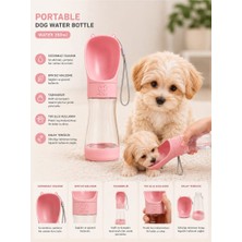 Patibon Köpek Su Matarası 350 ml Taşınabilir Seyahat Suluğu Tek Tuşlu Su Şişesi Kedi Köpek Suluk Nhr