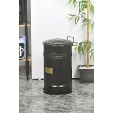 aklow akyoleticaret Evistro Pedallı Metal Galvaniz Mutfak Banyo Kapaklı Çöp Kovası 30 Lt Siyah Siyah Tek Ebat 29 x 36