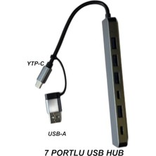 aklow akyoleticaret 7 In 1 USB 3.0 Type-C Çoğaltıcı Hub Alüminyum Çoklayıcı Dönüştürücü