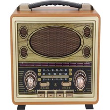 Str Store M-2027BT Gerçek Ahşap Eskitme Kaplama Radyo Fm Am Sw USB Tf Aux Destekli Bluetooth Hoparlör, Turuncu