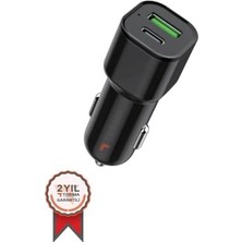 aklow akyoleticaret Torima C10 Araç Hızlı Şarj 3.0 Çift USB Adaptörü Siyah