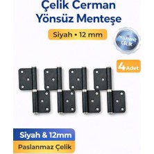 aklow akyoleticaret Çelik Cerman Yönsüz Kapı Menteşesi, Siyah, 12 Mm, Paslanmaz Çelik, Mobilya ve Dolap Kapağı Için, 4 Adet