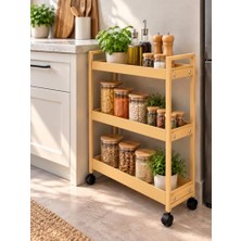 aklow akyoleticaret 3 Katlı Tekerlekli Çelik Raf Ünitesi, Servis Arabası 20X55X75CM
