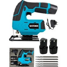 aklow akyoleticaret Alman 12 V 3.0 Ah Li-Ion Çift Akülü Şarjlı Dekupaj Testere Mavi