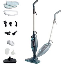 aklow akyoleticaret 4175 Buharlı Paspas, Katlanabilir, 10'u 1 Arada, Katlanabilir Buharlı Süpürge, 1500 Watt, 10 Fonksiyon 1 Arada, Aksesuar Seti, Kapasite 350 Cc, Mavi