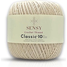 Üstüner Classic 10 Tığ Ipi 100% Merserize Pamuk Örgü Ipi, Dantel Ipi, Giza Mısır Pamuğu (Ekru)