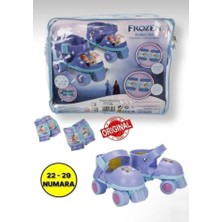 aklow akyoleticaret Frozen Çocuk Quad Paten Seti, 22-29 Numara Ayarlanabilir, Dizlik Dirseklik Dahil, Mavi