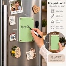 aklow akyoleticaret Akrilik Mıknatıslı Silinebilir Not Panosu 12X20 cm Yeşil