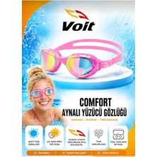 aklow akyoleticaret Voit Comfort Pembe Aynalı Yetişkin Yüzücü Gözlüğü, Anti-Fog, Uv Korumalı, Vakumlu