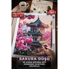Ferinja Sakura Düşü - 5d Elmas Boyama Seti Hobi Kiti - Diamond Painting - Mozaik Goblen Boncuk Taşlı Puzzle Pano Tablo 30X30 cm