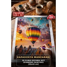 Ferinja Kapadokya Manzarası - 5d Elmas Boyama Seti Hobi Kiti - Diamond Painting - Mozaik Goblen Boncuk Taşlı Puzzle Pano Tablo 30X40 cm