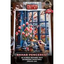 Ferinja Bahar Penceresi - 5d Elmas Boyama Seti Hobi Kiti - Diamond Painting - Mozaik Goblen Boncuk Taşlı Puzzle Pano Tablo 50X40 cm