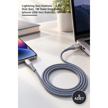 Yenilig 5 Adet Lightning Şarj Kablosu – 2.4A Hızlı Şarj, 1m Halat Data Kablo, Iphone USB Veri Kablosu, Gri