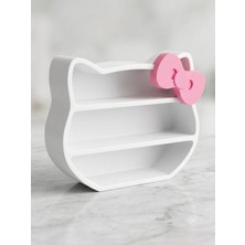 Hello Kitty Tasarımlı 3 Bölmeli Masaüstü Mini Raf Düzenleyici Makyaj ve Takı Organizeri