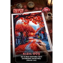 Ferinja Kızıl Düş - 5d Elmas Boyama Seti Hobi Kiti - Diamond Painting - Mozaik Goblen Boncuk Taşlı Puzzle Pano Tablo 50X40 cm