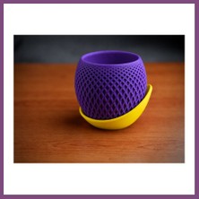 Twin Store 3D Baskı Küre Saksı - Kafes Dokulu Iki Parçalı Dekoratif Saksı - Mor-Sarı Bzstwın