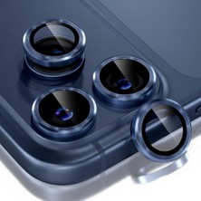 StepCo iPhone 17 Pro/iphone 17 Pro Max Kamera Lens Koruyucu, 9h Temperli Cam Kamera Kapağı Ekran Koruyucu Metal Halka Dekorasyon Aksesuarları (Mavi)