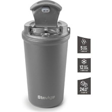 MSP 4 Work Flip Open Coffee Mug Çelik Termos 400 Mililitre Grey ST-251