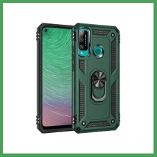 Liyanos Huawei P40 Lite Uyumlu E Kılıf Sofya Yüzüklü Silikon Kapak - Yeşil LYN00001