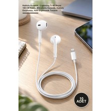 Yenilig 10 Adet Kablolu Kulaklık – Lightning Tr-90 Beyaz 100 cm Kablo, Mikrofonlu Earpods, Kablolu Earphones, Hafif Ergonomik Tasarım