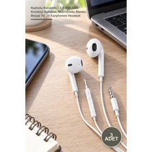 Yenilig 3 Adet Kablolu Kulaklık – 3.5 mm Jack Kulakiçi Kulaklık, Mikrofonlu Stereo, Beyaz Yd-20 Earphones Headset