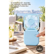 Yenilig 1 Adet El Vantilatörü F-05 – Şarjlı Mini Fan 3 Kademeli Taşınabilir USB Rechargeable Portable Mavi
