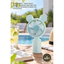 Yenilig 4 Adet El Vantilatörü – Şarjlı Ayıcık Kulaklı 2 Kademeli Işıklı Mini Fan F12 Mavi, Handheld Portable Fan