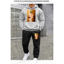Zoka Wear Gustav Klimt Freya S Tears Gustav Klimt Golden Tears Baskılı Üst Gri Alt Siyah Kapşonlu Takım