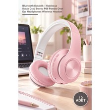 Yenilig 10 Adet Bluetooth Kulaklık – Kablosuz Kulak Üstü Stereo P68 Pembe Over Ear Headphones Wireless Headset