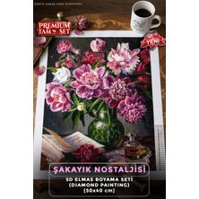 Ferinja Şakayık Nostaljisi - 5d Elmas Boyama Seti Hobi Kiti - Diamond Painting - Mozaik Goblen Boncuk Taşlı Puzzle Pano Tablo 50X40 cm